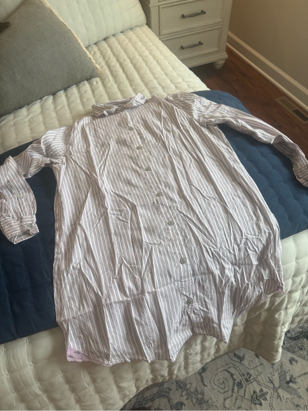 Victoria's Secret Pink and White Striped Button-Up Nightshirt